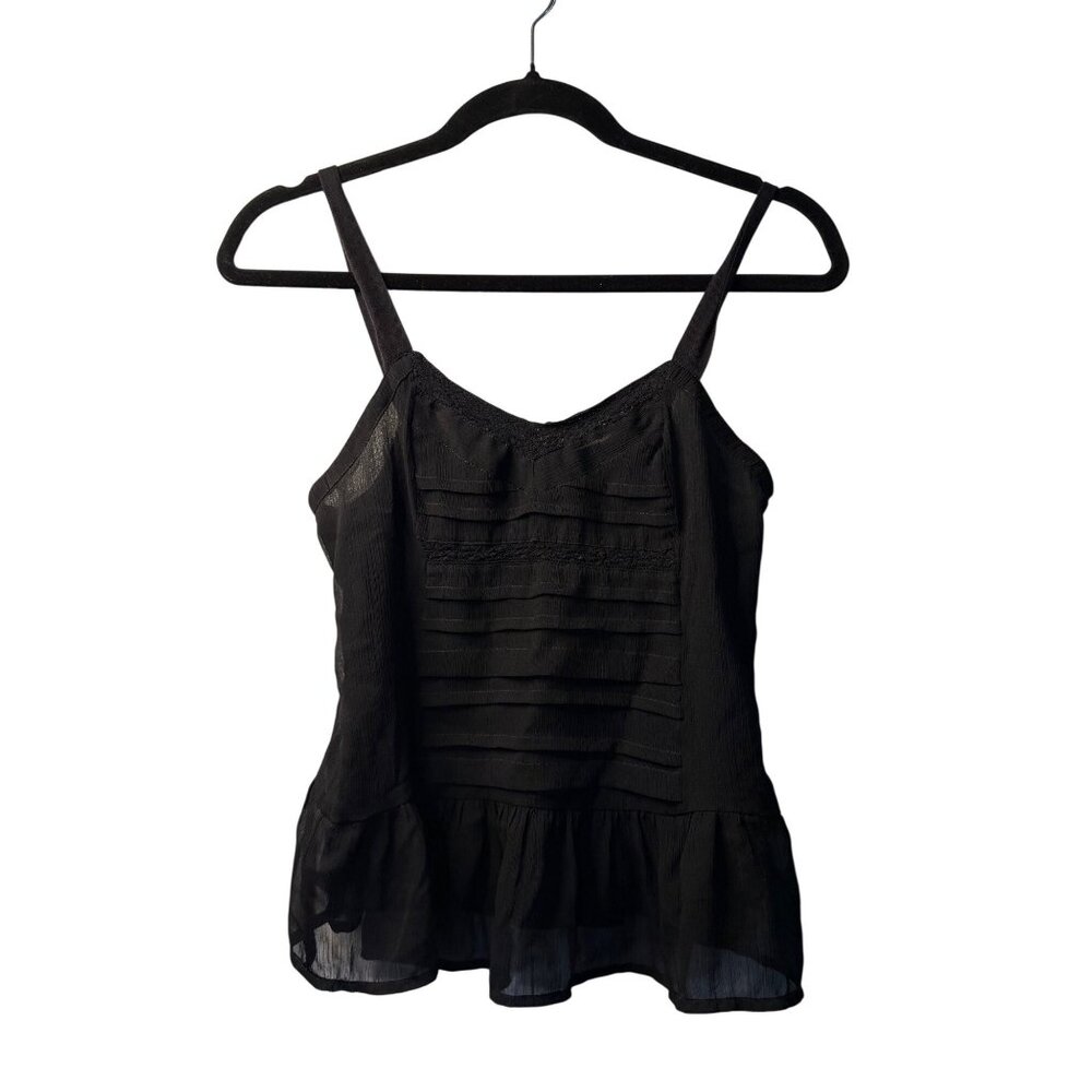 American Eagle Outfitters Flutter Camisole XS Pintuck‎ Pleated Sheer Peplum Tank